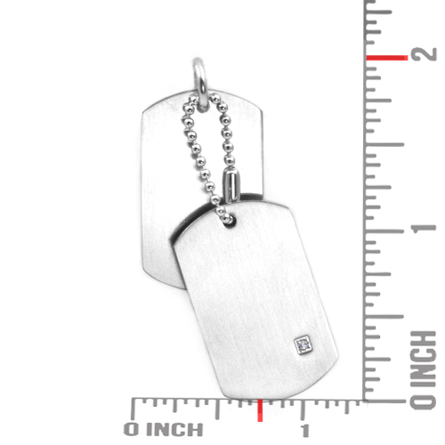 Personalized Double Dog Tags with Crystal Accent