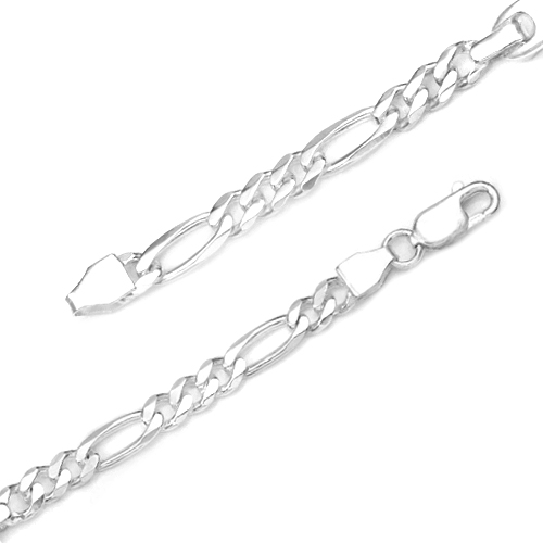 Sterling Silber ID-Armband Kostenlose Gravur Herren 8,5 "Identität Solid Figaro Panzerkette Kostenlose Geschenkbox - Schweiz