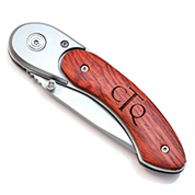 Engraved Rosewood Handle Locking Pocket Knife