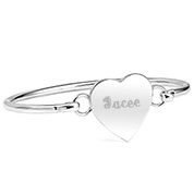 Engraved Sterling Silver Heart Bangle