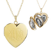 14K Gold Filled 4 Photo Heart Engraved Locket Necklace