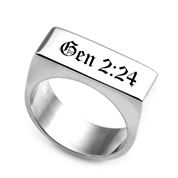 Polished Steel Flat Top Engraved Ring 