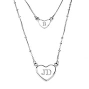 Sterling 2 Strand Engravable Heart Necklace