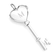 Engraved Sterling Silver Heart Key Locket