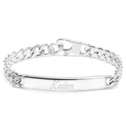 Sterling Silver Thin Curb Link Engraved Bracelets