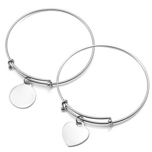 Personalized Silver Bangle Charm Bracelets