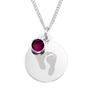 Baby Footprint Personalized Birthstone Necklaces