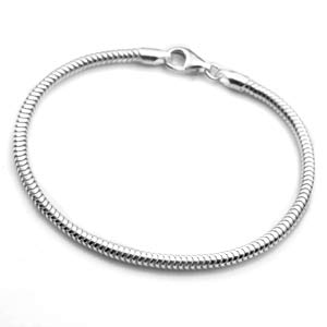 Sterling Silver Snake Chain Bracelet For Charms 7 8 Inch