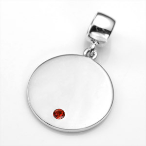 Engraved January Birthstone Pendant or Charm Sterling 3/4 Inch