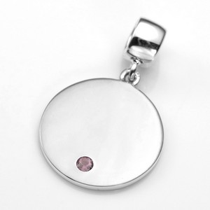 Engraved June Birthstone Pendant or Charm Sterling 3/4 Inch
