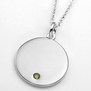 Aug Birthstone Sterling Silver Small Pendant