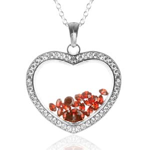 Astra January Birthstone Sterling Silver Heart Necklace