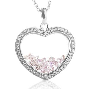 Astra June Birthstone Sterling Silver Heart Necklace