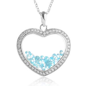 Astra December Birthstone Sterling Silver Heart Necklace